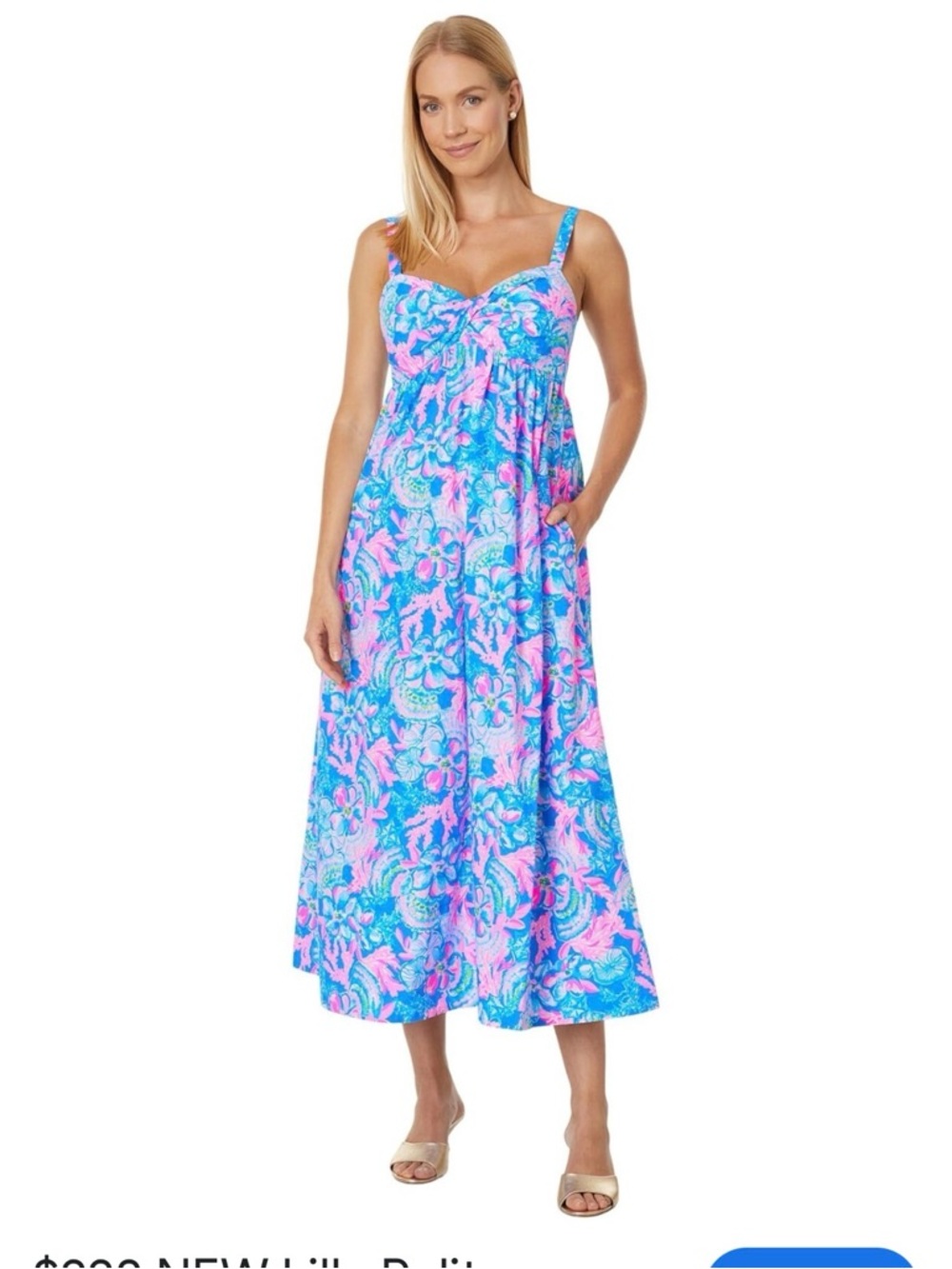 Lilly Pulitzer- Bright Blue & Pink Floral Maxi Sundress